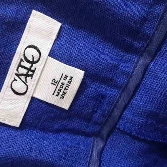 Cato Blue Cropped Pants Linen Women 12 Embroidered Vacation Office Casual Boho - Picture 6 of 8